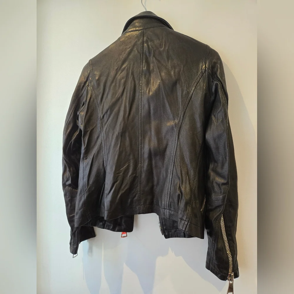 Peruzzi Leather Moto Jacket Size 38 - Picture 11 of 11